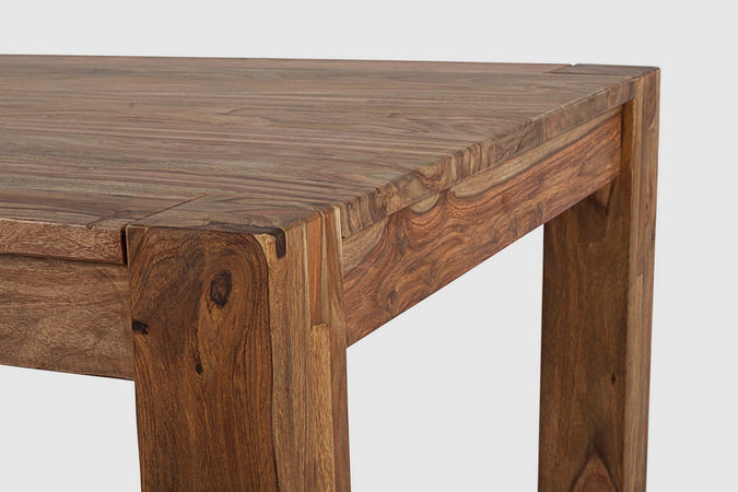 Tavolo Salford allungabile rettangolare, con gambe, piano in legno sheesham, stile design