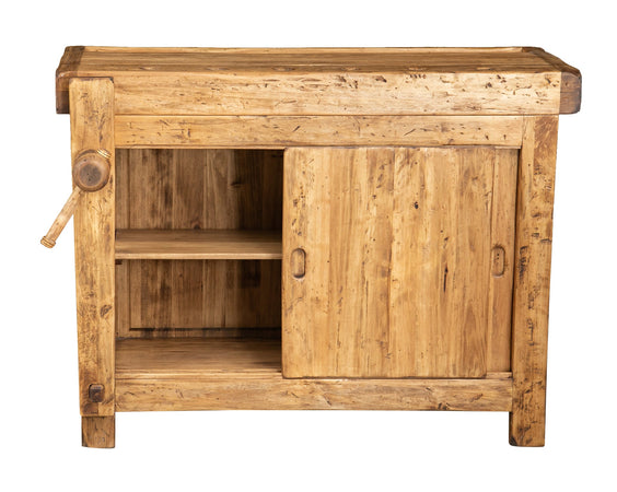 Biscottini Banco da Lavoro Country 119x63x90 Legno Massello Tiglio Naturale Biscottini IT