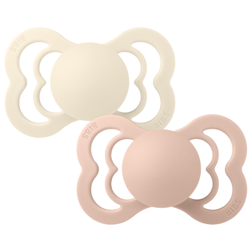 Set 2 Ciucci BIBS Supreme Avorio e Rosa Cipria Silicone 6 mesi +