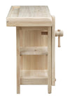 Biscottini Banco da lavoro Country in legno massello di tiglio grezzo L116xPR63xH90 cm. Made in Italy