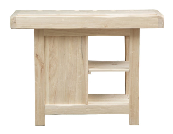 Biscottini Banco da lavoro Country in legno massello di tiglio grezzo L116xPR63xH90 cm. Made in Italy
