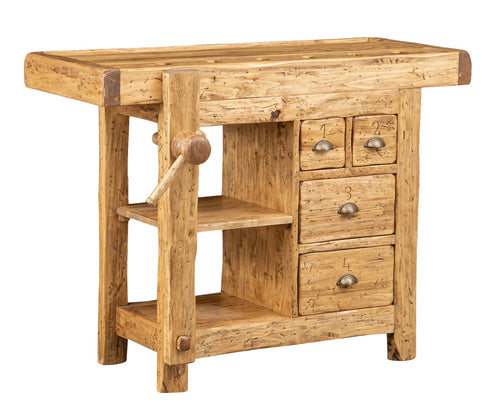 Biscottini Banco Lavoro Country Biscottini 119x63x90 Legno Massello Tiglio Made Italy