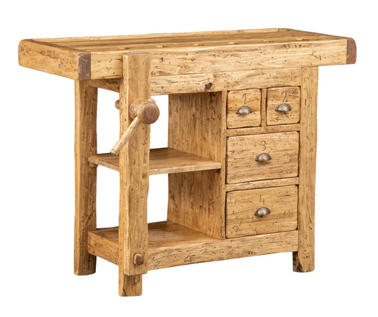 Biscottini Banco da lavoro Country in legno massello di tiglio finitura naturale Made in Italy