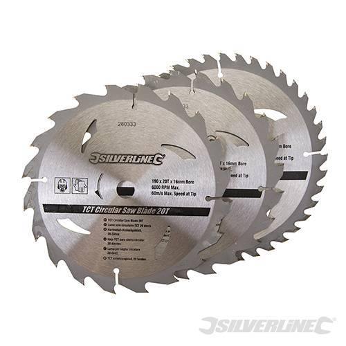 Silverline Lame per seghe circolari in TCT da 20 24 40 denti 3p.zi Silverline
