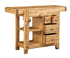 Biscottini Banco Lavoro Country Biscottini 119x63x90 Legno Massello Tiglio Made Italy
