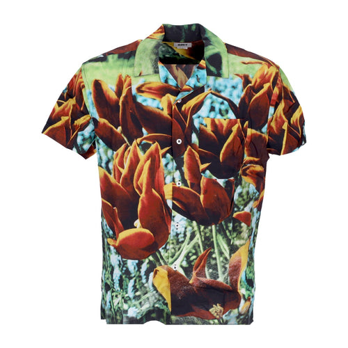 OBEY Camicia Manica Corta Uomo Bloom Woven Shirt Orange Multi da uomo