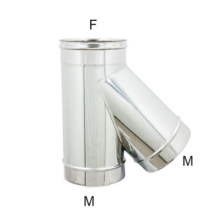 Raccordo inox a Y braga a 135° MF da 300mm codino M AISI 304