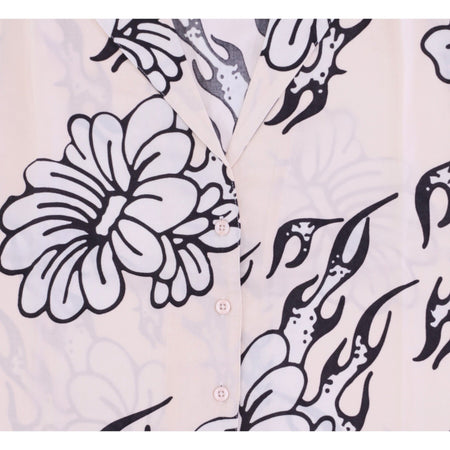 OBEY Camicia Manica Corta Donna Flamin ' Flowers Shirt Off White da donna