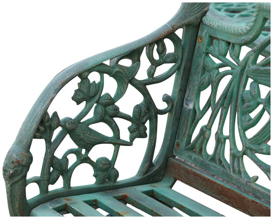 Biscottini Panchina Liberty in ghisa finitura verde anticata L184xPR70xH110 cm Robusta