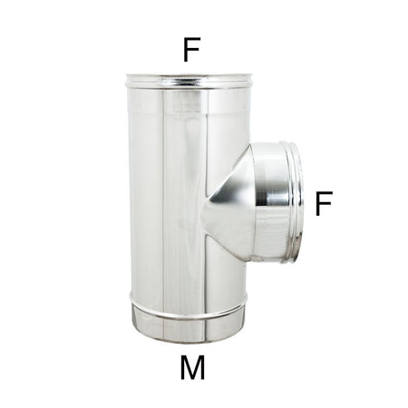Raccordo inox a T braga MF da 130mm codino F AISI 304