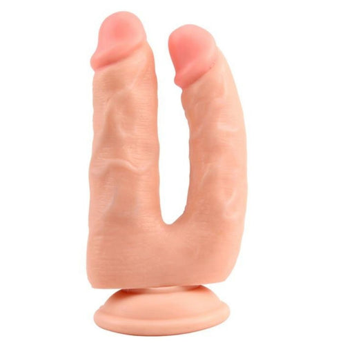 Doppio dildo strap-on con ventosa Bromeo Flesh 6.3 18 cm