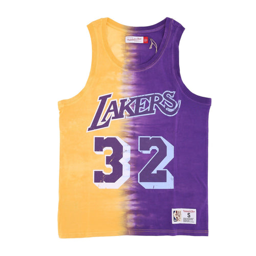 MITCHELL & NESS Canotta Uomo Nba Vertical Tie Dye Tank Hardwood Classics No 32 Magic Johnson Loslak Original Team Colors da uomo