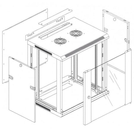 Armadio Rack 19'' a muro 20 unità sezione unica prof. 600mm Grigio