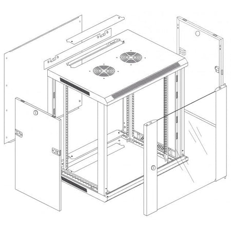 Armadio Rack 19'' a muro 15 unità sezione unica prof. 450mm Grigio