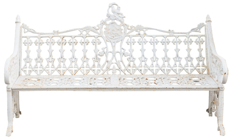 Biscottini Panchina da giardino in ghisa finitura bianca anticata Robusta stabile panca