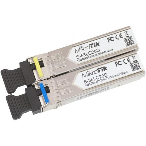 Mikrotik S-3553LC20D modulo del ricetrasmettitore di rete 1250 Mbit/s SFP (MikroTik RouterBoard Pair of SFP Modules - 1.25G 1310/1550nm 20km)