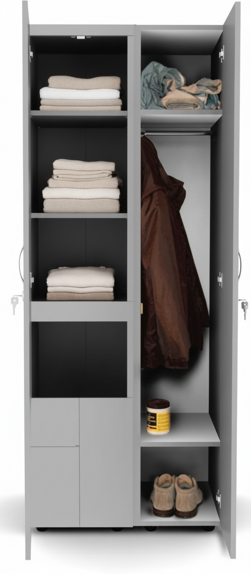 Armadio in legno a 3 posti con 2 ante apertura a Z e 1 anta battente cm. 73X52X185H