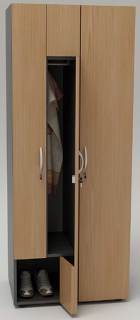 Armadio in legno a 3 posti con 2 ante apertura a "Z" e 1 anta battente cm. 73X52X185H