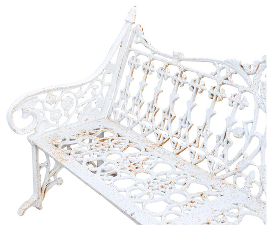 Biscottini Panchina da giardino in ghisa finitura bianca anticata Robusta stabile panca