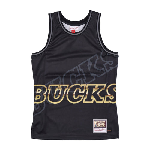 MITCHELL & NESS Canotta Tipo Basket Uomo Nba Big Face 4.0 Fashion Tank Hardwood Classics Milbuc Black/original Team Colors da uomo