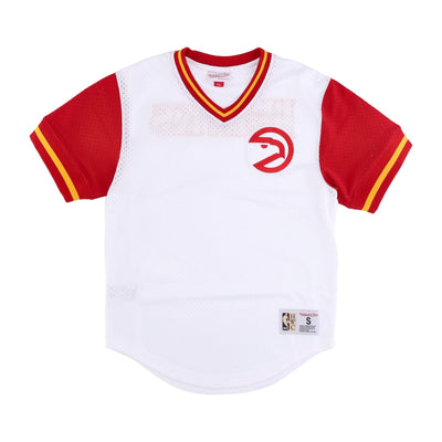 MITCHELL & NESS Casacca Uomo Nba Fashion Mesh V-neck Hardwood Classics Atlhaw White/original Team Colors da uomo