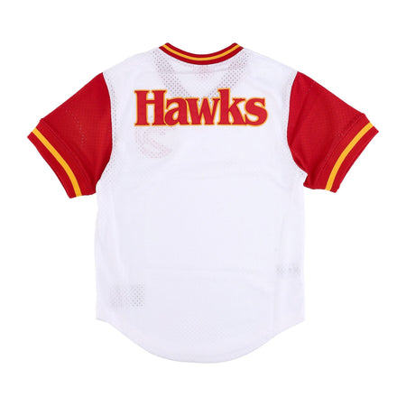 MITCHELL &amp; NESS Casacca Uomo Nba Fashion Mesh V-neck Hardwood Classics Atlhaw White/original Team Colors da uomo