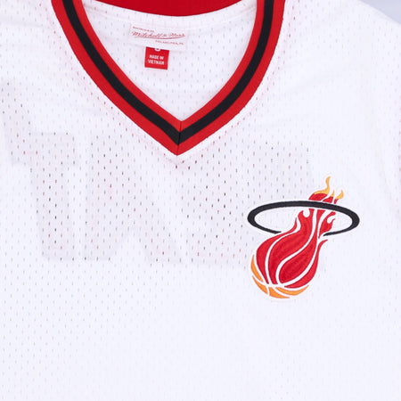 MITCHELL &amp; NESS Casacca Uomo Nba Fashion Mesh V-neck Hardwood Classics Miahea White/original Team Colors da uomo
