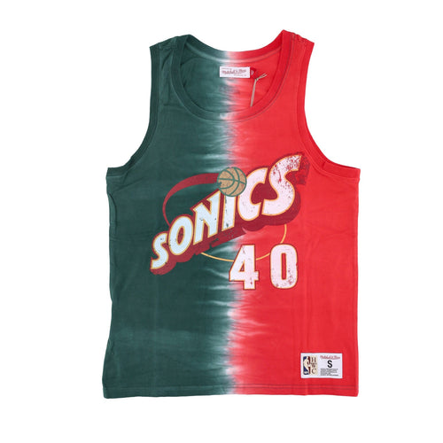 MITCHELL & NESS Canotta Uomo Nba Vertical Tie Dye Tank Hardwood Classics No 40 Shawn Kemp Seasup Original Team Colors da uomo