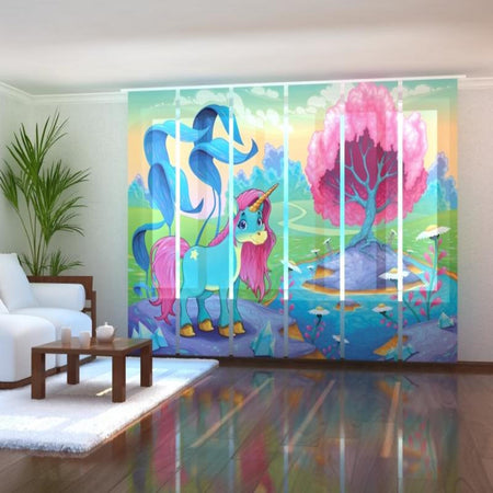 Set di 6 Tende a Pannello Unicorno Felice