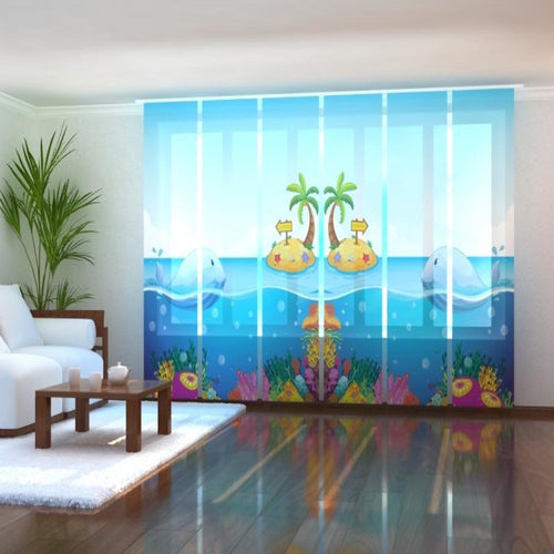 Set di 6 Tende a Pannello Grande Balena