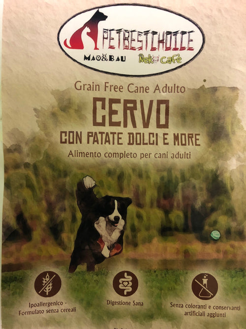 PETBESTCHOICE GRAINFREE CERVO 50% PATATE DOLCI & MORE