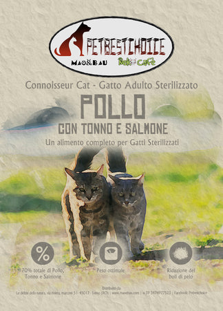 Linea Platino grainfree alto contenuto in carne Sterilizzato Pollo,Tonno Salmone