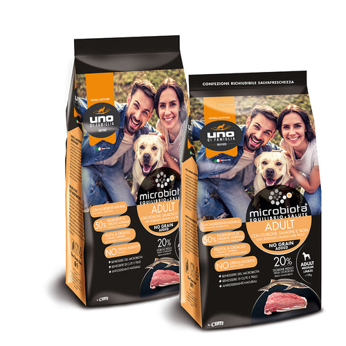 UNO DI FAMIGLIA MICROBIOTA ADULT MEDIUM MAXI STORIONE SALMONE
