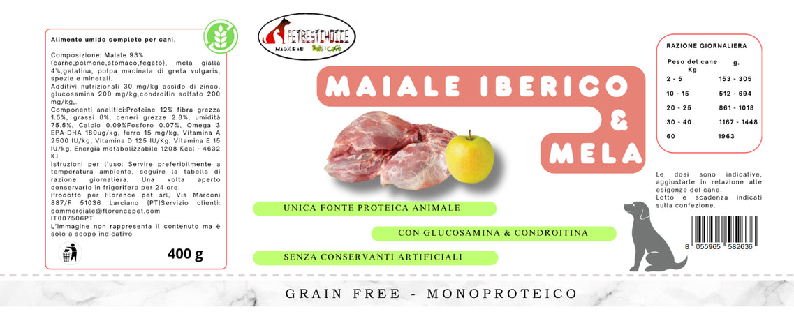 PetbestChoice Umido Alta Energia Maiale Iberico Monoproteico 400GR