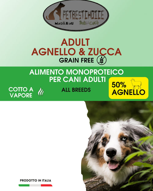 Petbestchoice Agnello 50% e Zucca COTTO A VAPORE