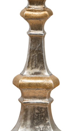 Biscottini Candeliere Biscottini Legno Foglia Argento Oro 13x13x29 Design Arredamento Casa