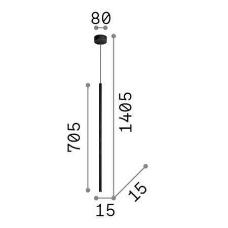 Sospensione Moderna Filo Metallo Nero Led 3,5W 3000K Luce Calda