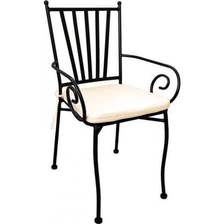 Poltrone "Ortigia" in acciaio verniciato a polvere per giardino e veranda con cuscino