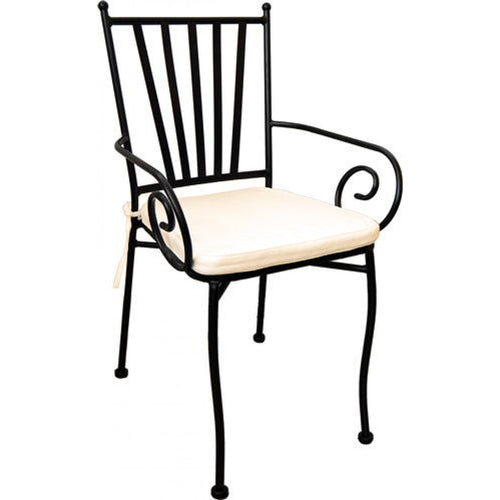 Poltrone Ortigia in acciaio verniciato a polvere per giardino e veranda con cuscino