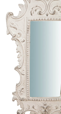 Biscottini Specchiera da parete in legno finitura bianco anticato Made in Italy SAGOMATA