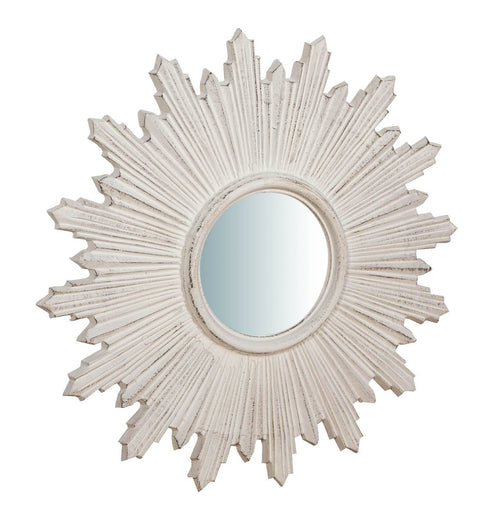 Biscottini Specchiera da parete in legno finitura bianco anticato SOLE Made in Italy