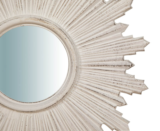 Biscottini Specchiera da parete in legno finitura bianco anticato SOLE Made in Italy