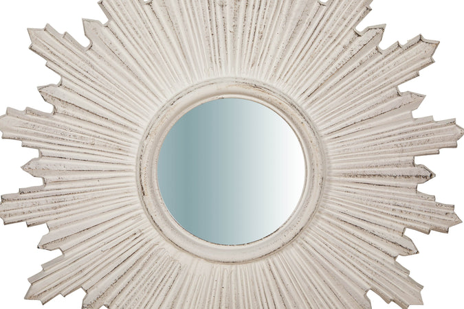 Biscottini Specchiera da parete in legno finitura bianco anticato SOLE Made in Italy