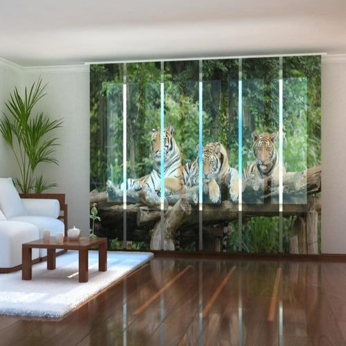 Set di 6 Tende a Pannello Giovani Tigri