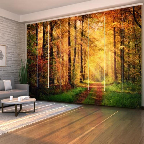 Set di 8 Tende a Pannello Strada Autunnale