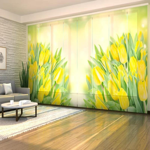 Set di 8 Tende a Pannello Vivaci Tulipani Gialli Primaverili