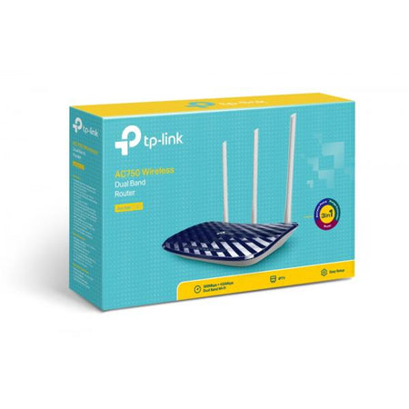 TP-LINK Router Wi-Fi AC750- MediaTek- 433Mbps at 5GHz + 300Mbps at 2.4GHz- 802.11ac/a/b/g/n- 10/100M LAN- Wireless On/Off- 2 ant