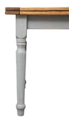 Biscottini Tavolo allungabile in legno massello di tiglio struttura grigio anticato piano finitura naturale. Made in Italy