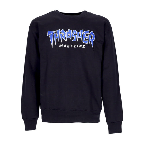 THRASHER Felpa Girocollo Uomo Jagged Logo Crewneck Black/blue da uomo