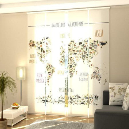 Tende a Pannello Mappa Meravigliosa con Bambini e Animali
